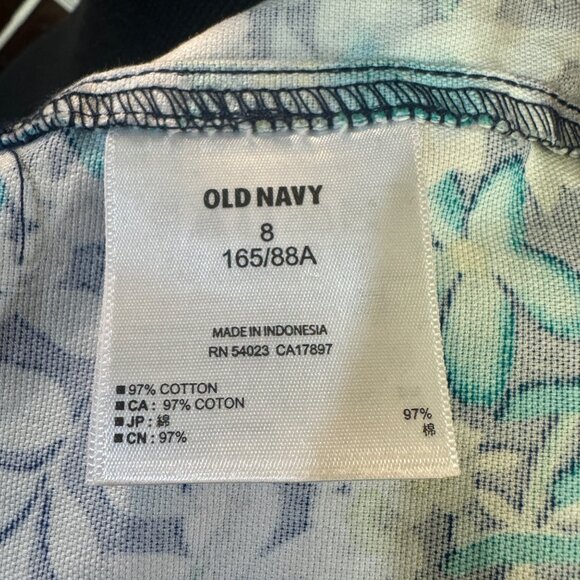 Old Navy Strapless Blue Floral Dress Cotton Blend Size 8 - Picture 7 of 8